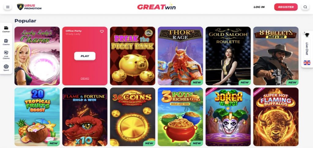 greatwin casino juegos