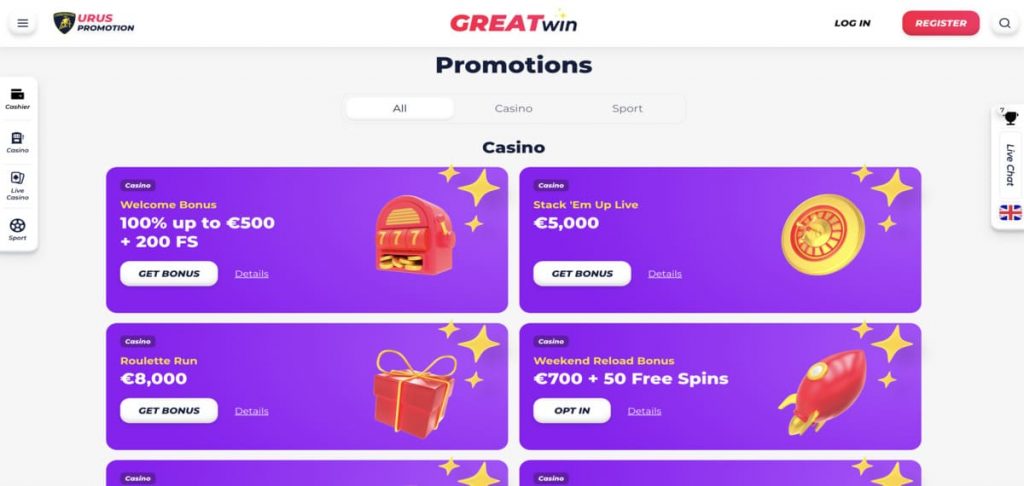 greatwin casino bonos